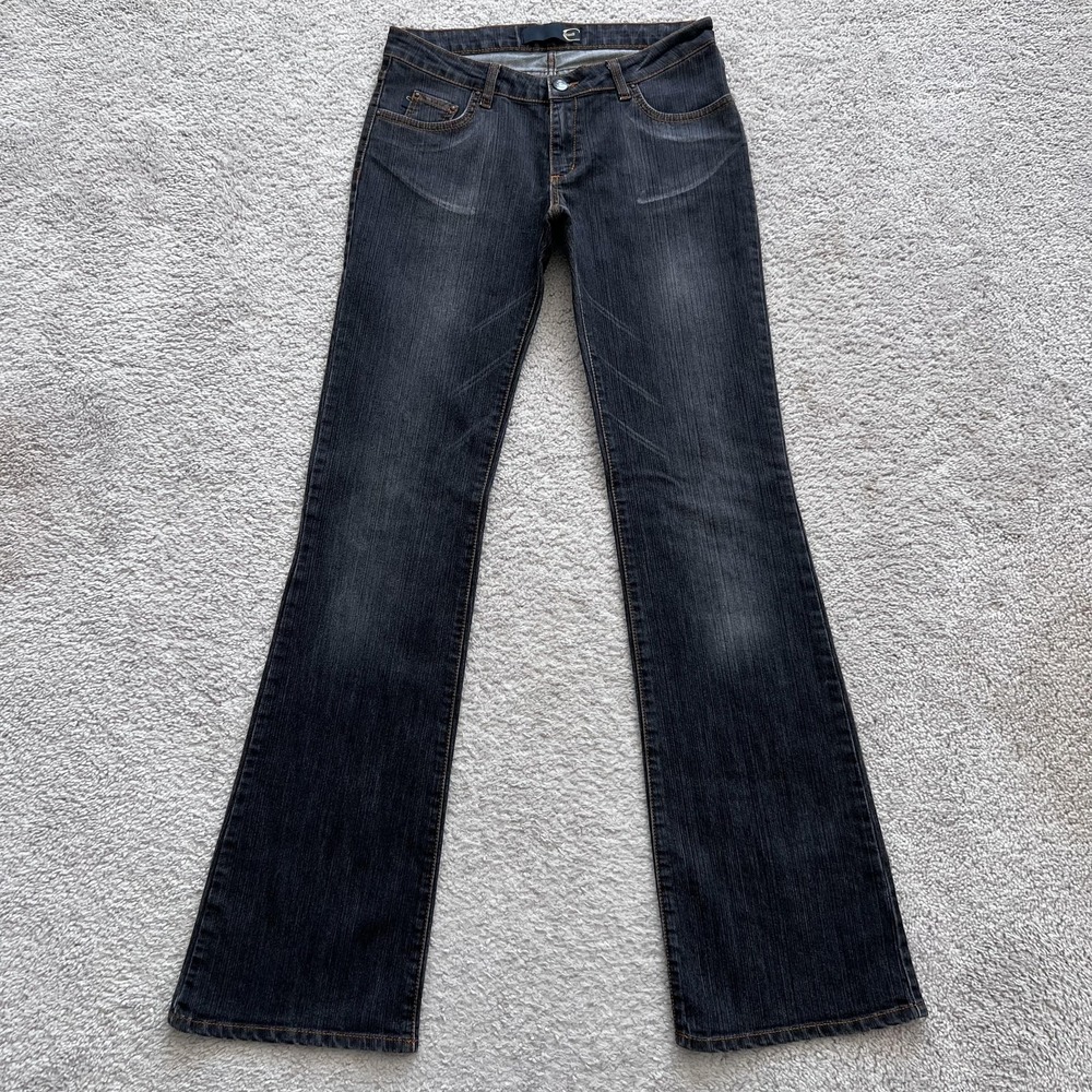 Just Cavalli Rhinestone Logo Bootcut Jeans Womens 30 Gray Low Rise Denim
